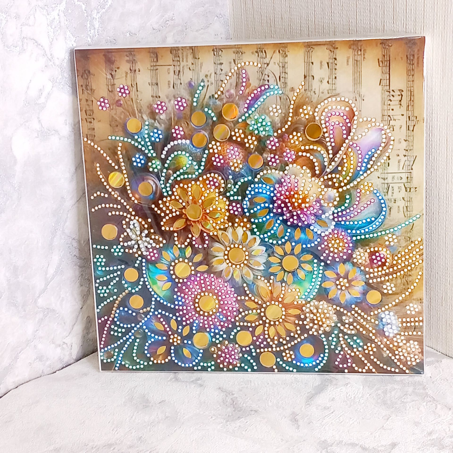 نقاشی الماسی بوم 30*30 دسته گل