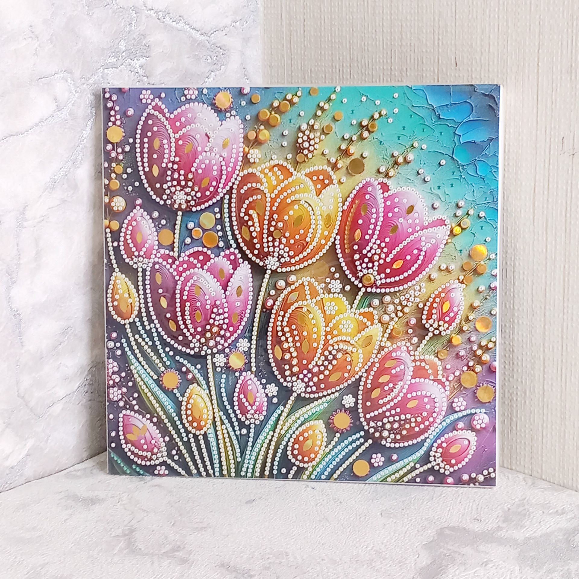 نقاشی الماسی بوم20*20 گل لاله