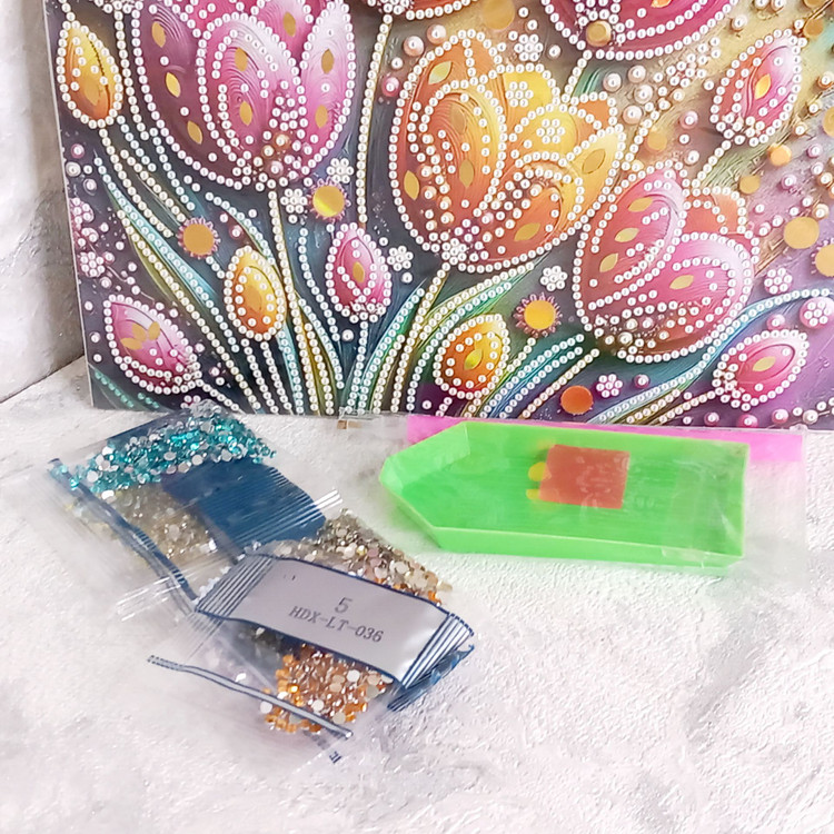 نقاشی الماسی بوم20*20 گل لاله