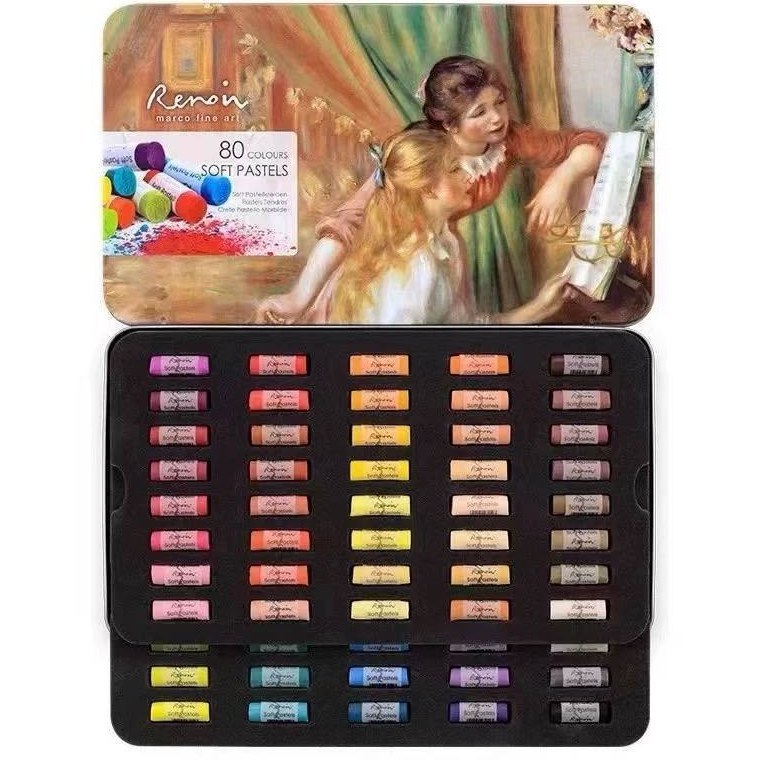 پاستل گچی 80 رنگ جعبه فلزی Renoir