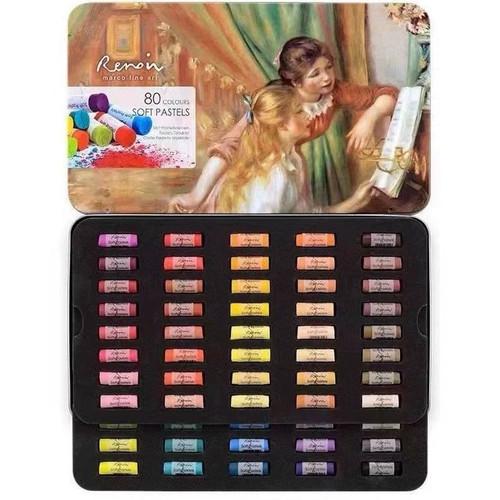 پاستل گچی 80 رنگ جعبه فلزی Renoir