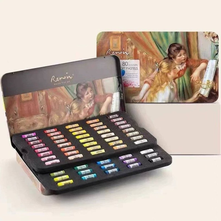 پاستل گچی 80 رنگ جعبه فلزی Renoir